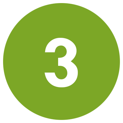 Green colored circle with the number 3