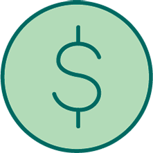 Circle icon with a dollar symbol in the middle