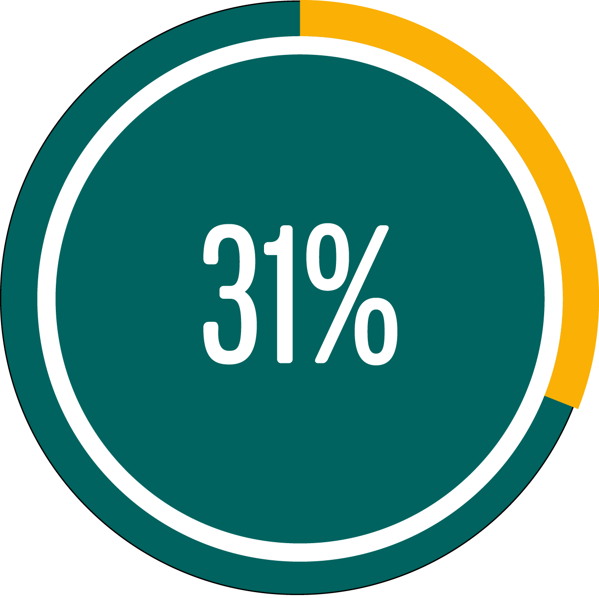 Circle graph showing 31 percent full