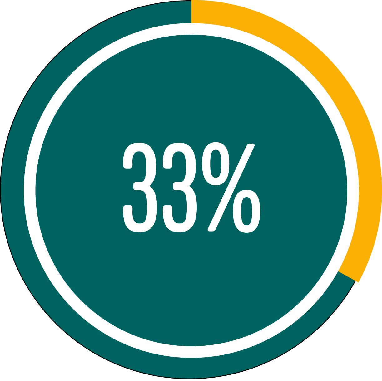 Circle graph showing 33 percent full