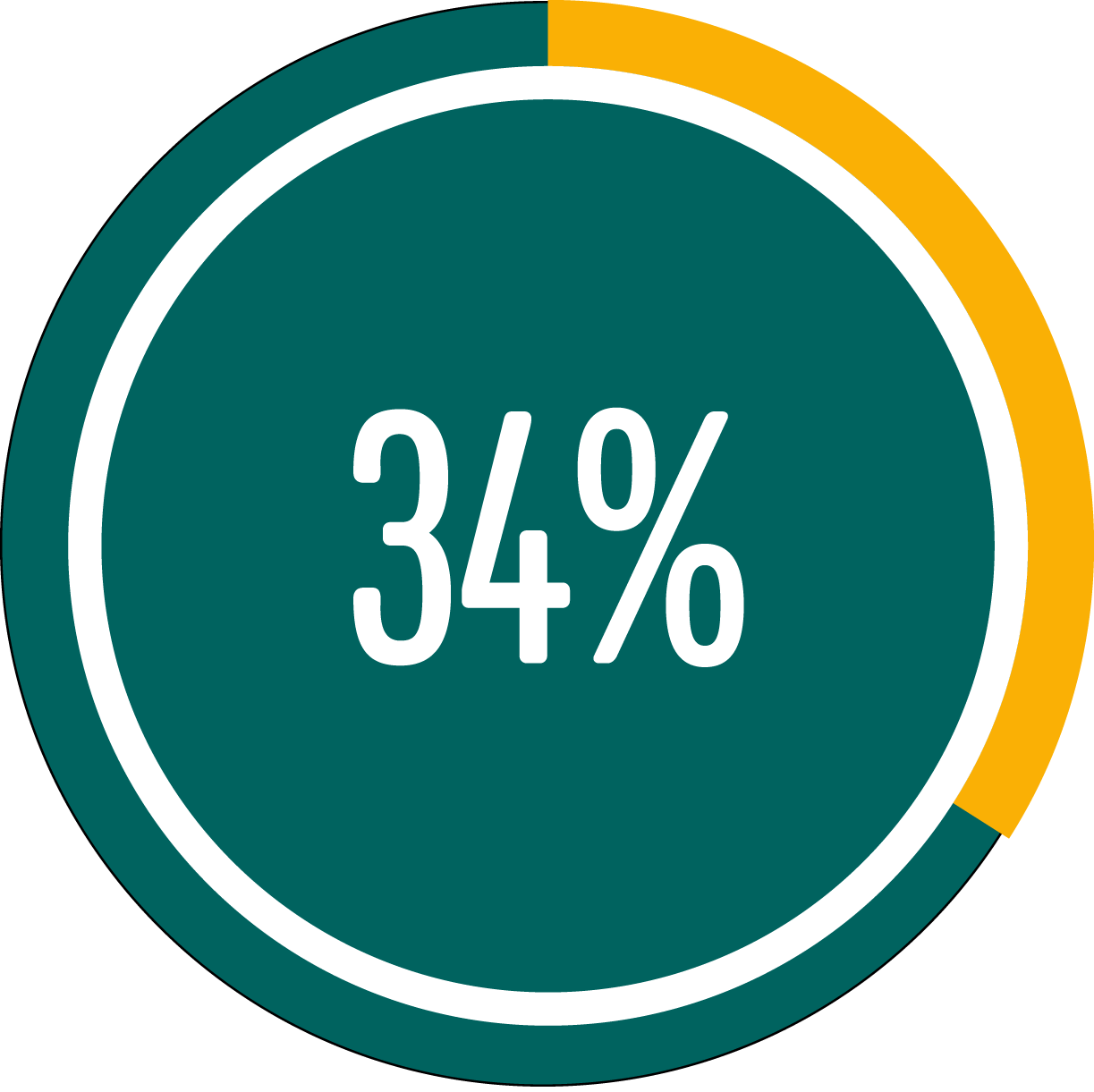 Circle graph showing 34 percent full