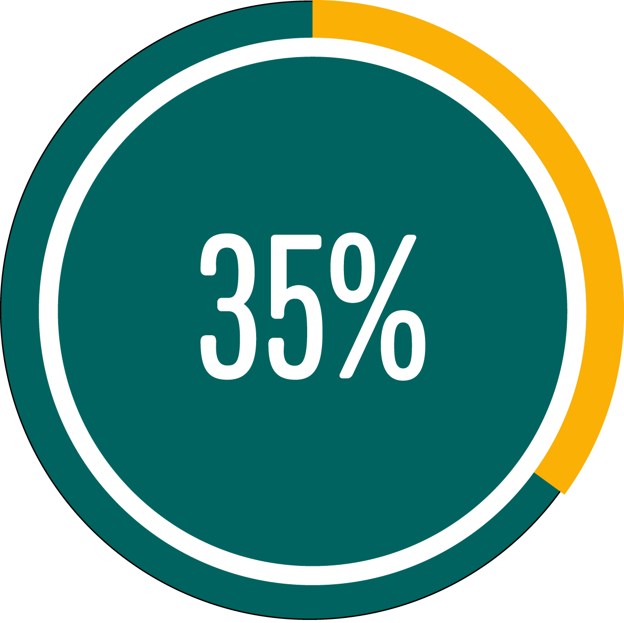 Circle graph showing 35 percent full