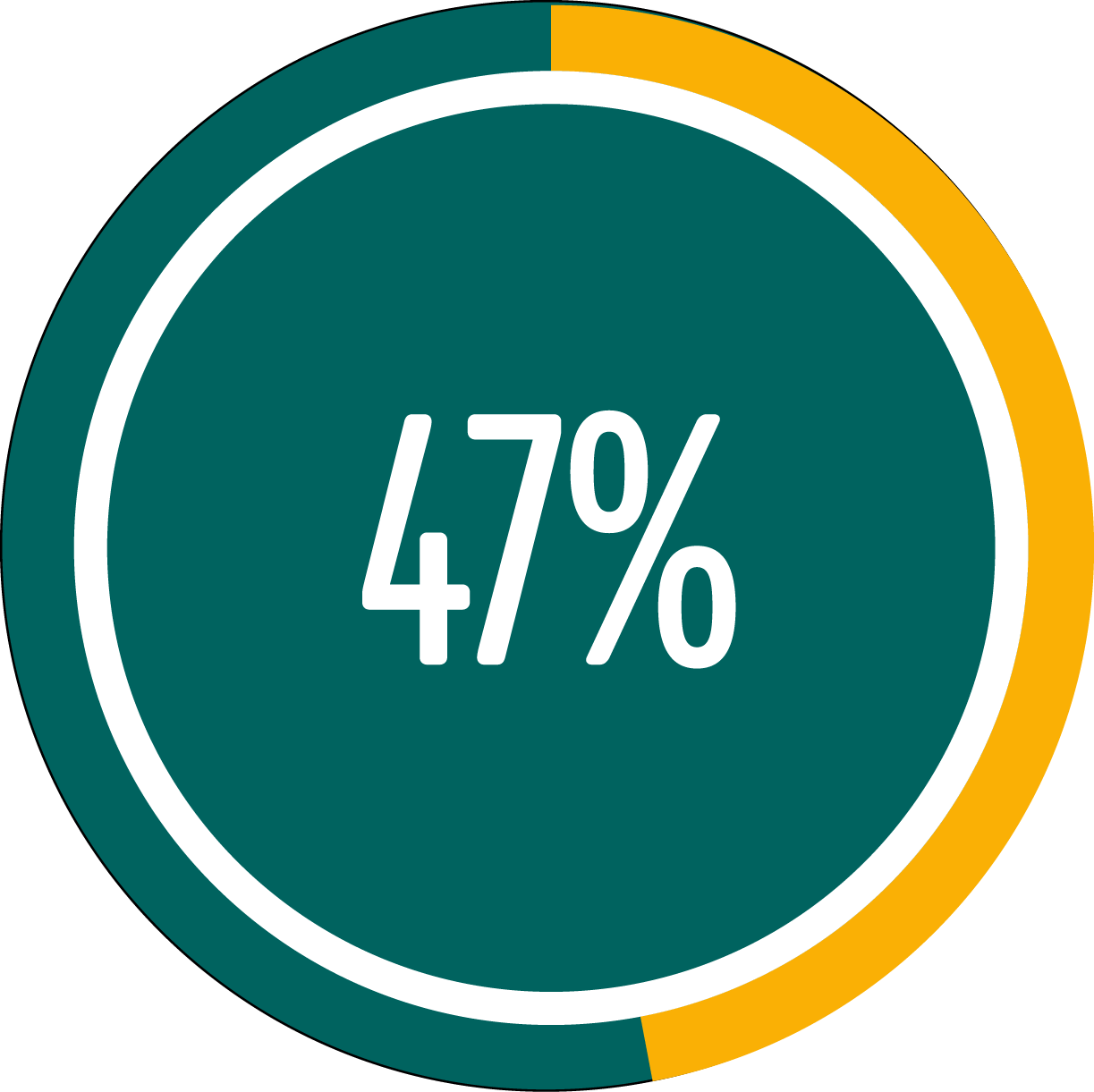 Circle graph showing 47 percent full