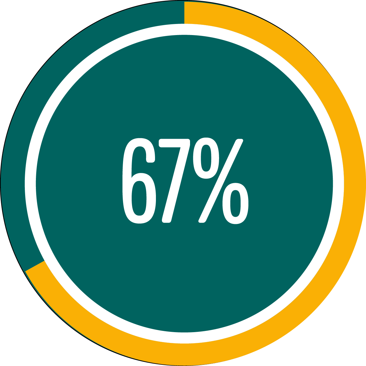 Circle graph showing 67 percent full