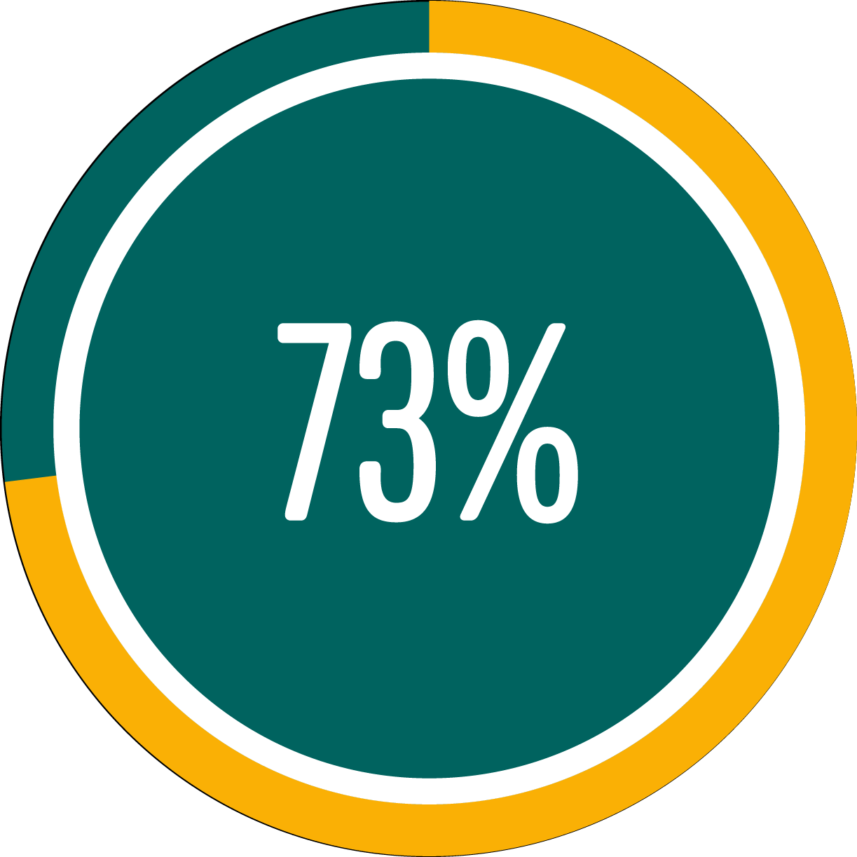 Circle graph showing 73 percent full