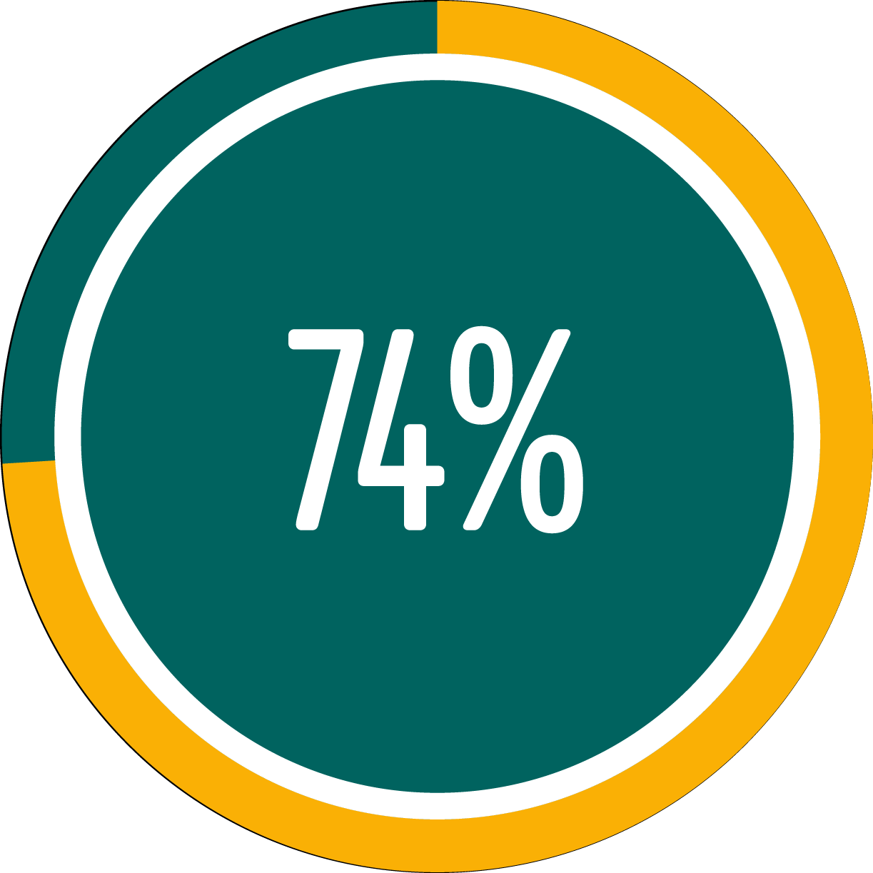 Circle graph showing 74 percent full