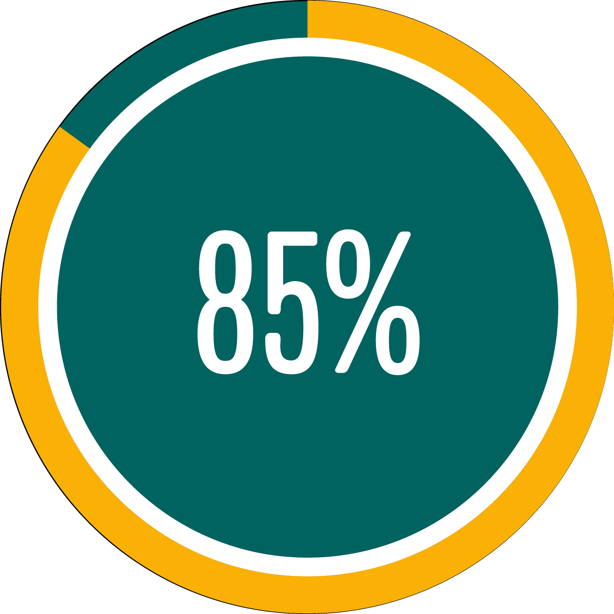 Circle graph showing 85 percent full